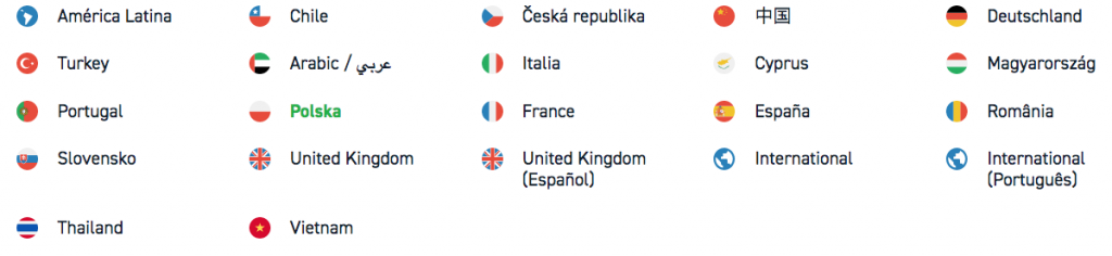 Kraje, w których XTB ma oddziały i oferuje obsługę klienta w lokalnym języku